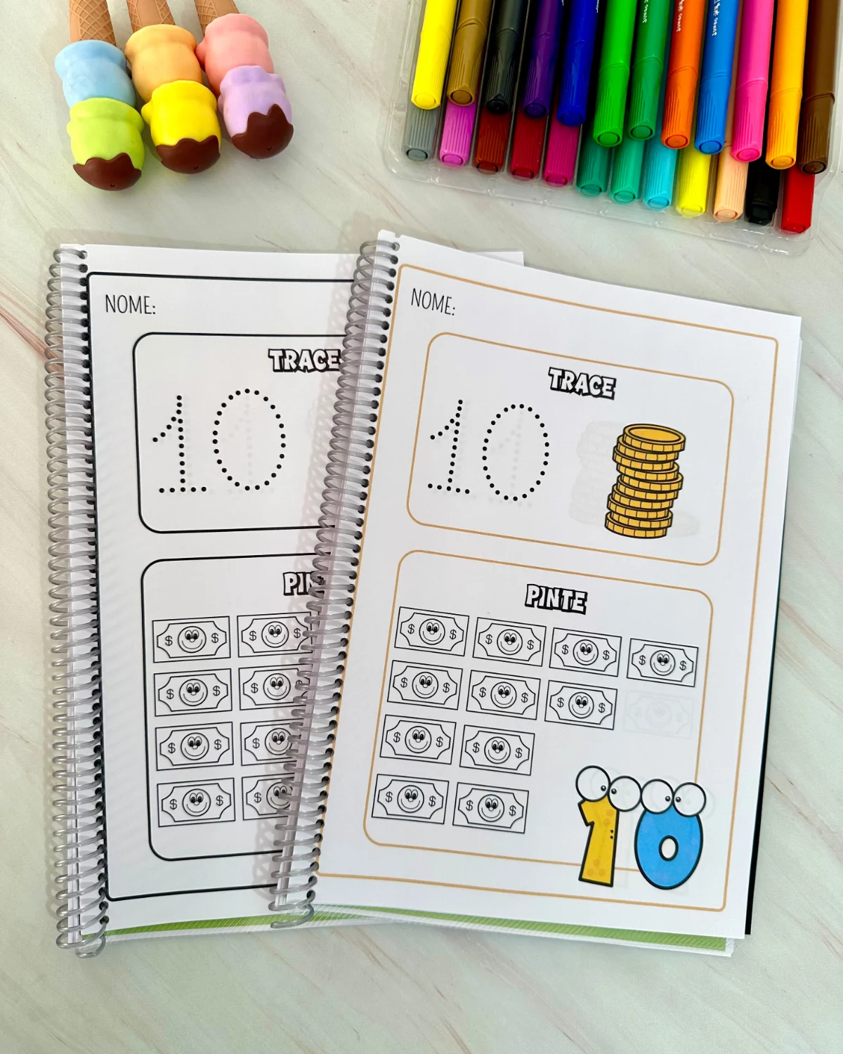 Apostila Trace e pinte \ Educação infantil — amostra 7: Apostila Trace e Pinte para trabalhar numerais de 1 a 20 com…