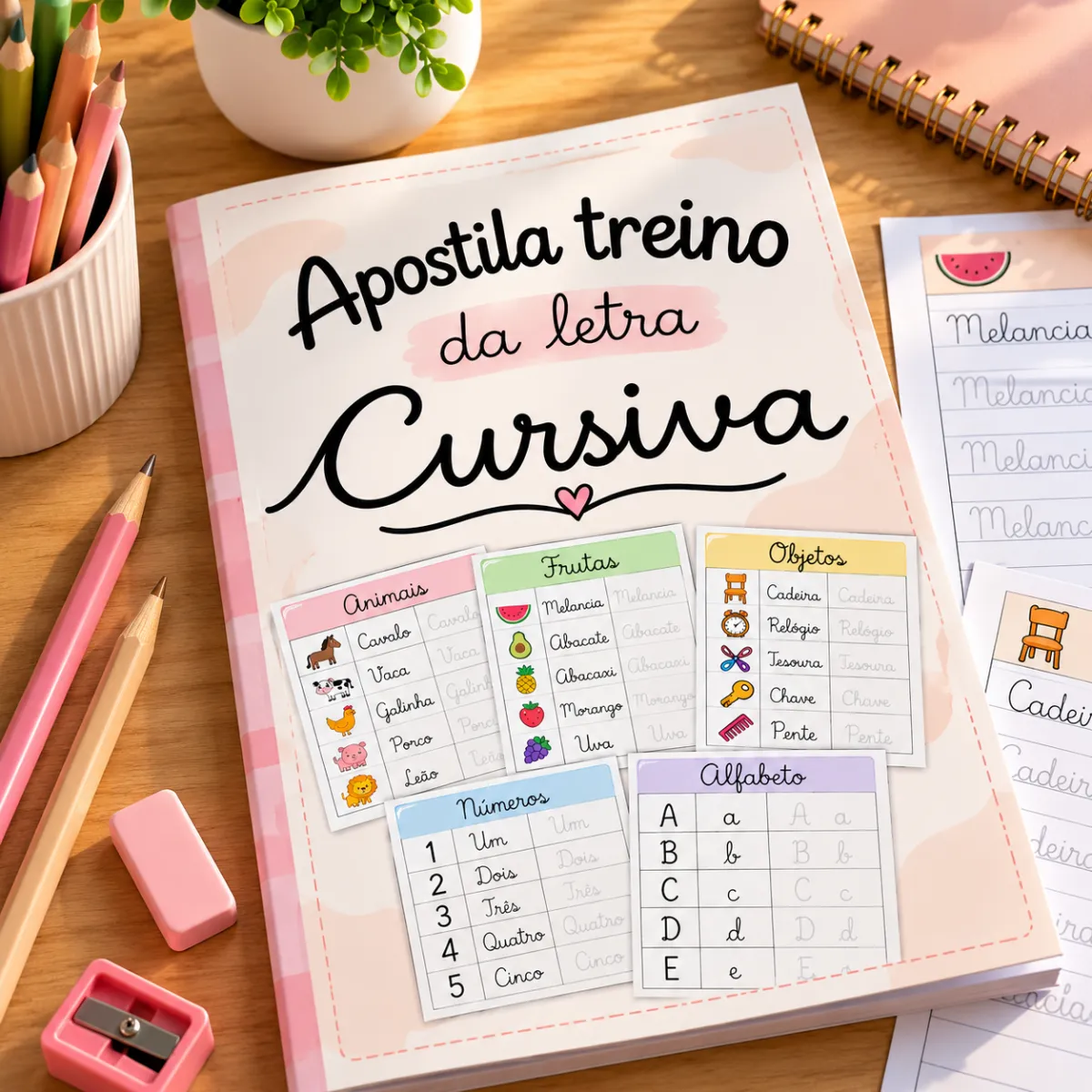 Apostila Treino da Letra Cursiva-Alfabetização — amostra 1: 💛 Uma apostila prática para ajudar as crianças a desenvolver e…