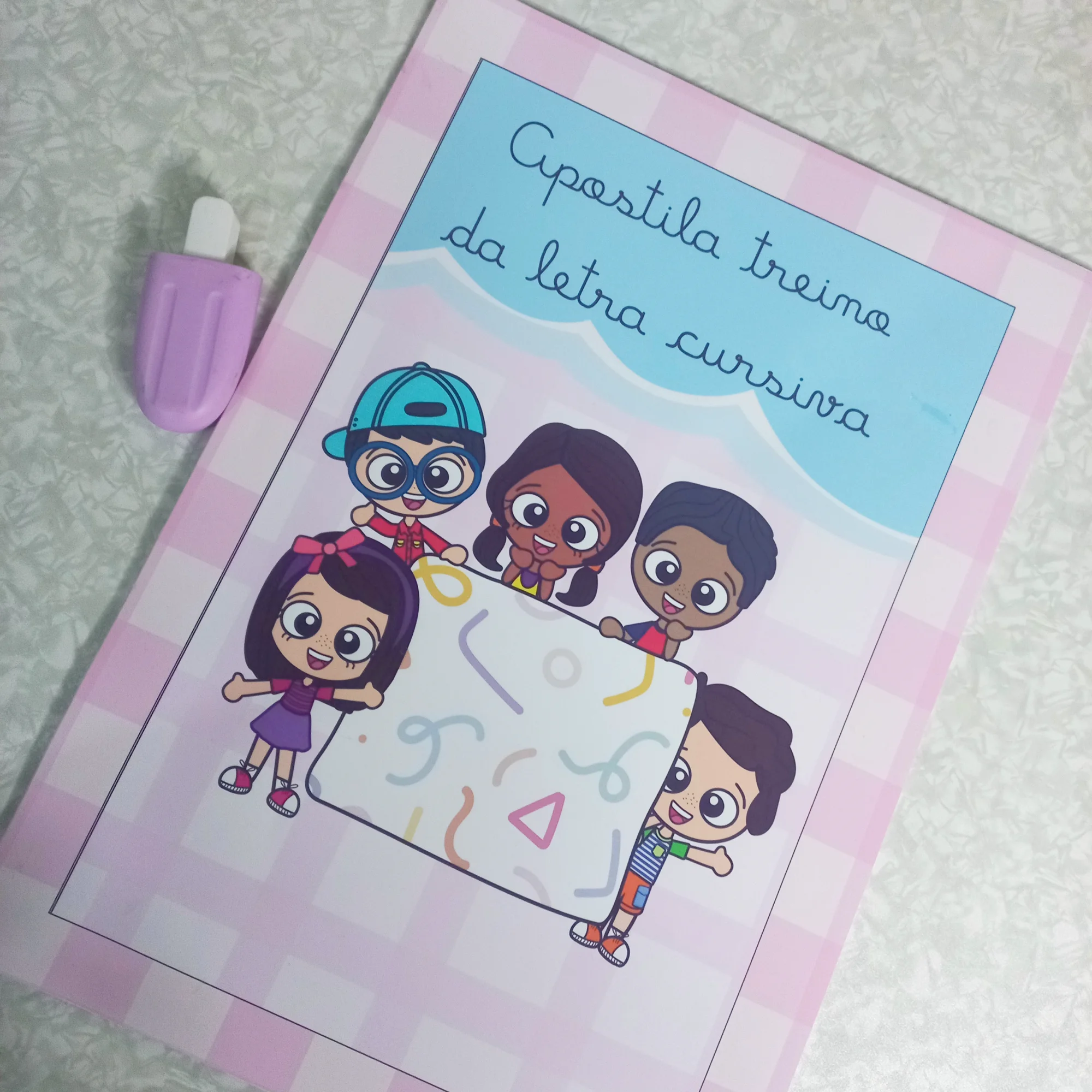 Apostila Treino de Letra Cursiva com Alfabeto e Números — amostra 2: Apostila com 17 páginas de treino de letra cursiva:…
