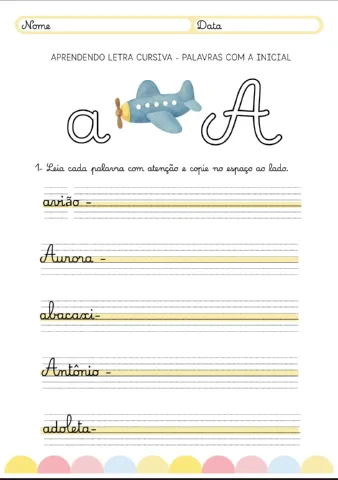 Aprendendo Letra Cursiva - A a Z - Alfabetização — amostra 3: 📚 26 atividades para praticar letra cursiva de A a Z, com…