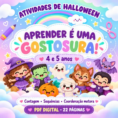 Aprender é uma gostosura | Atividades de Halloween para imprimir – 4 e 5 anos — capa do material