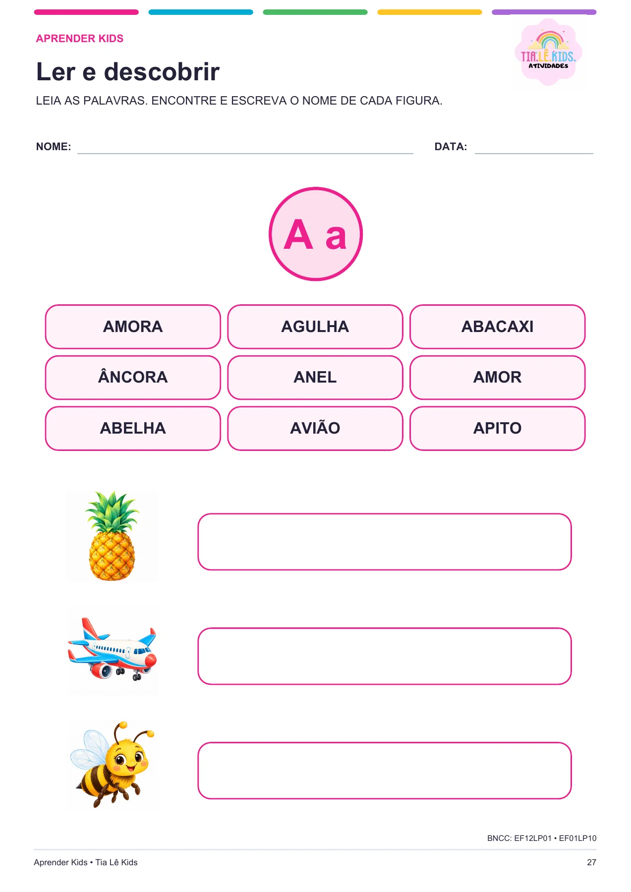 Aprender Kids – 85 Atividades de Alfabetização | PDF com 102 Páginas — amostra 2: O que você recebe