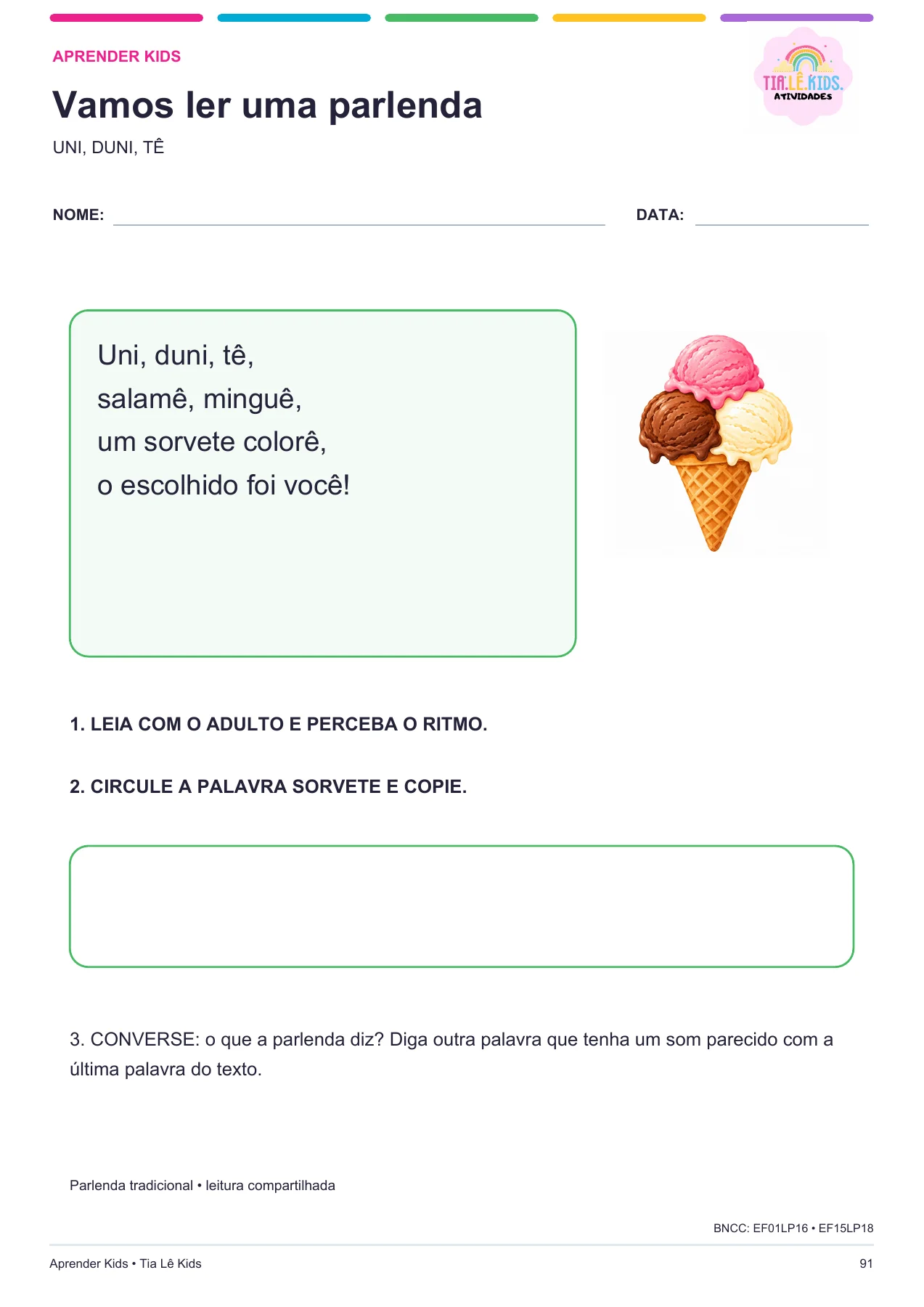 Aprender Kids – 85 Atividades de Alfabetização | PDF com 102 Páginas — amostra 5: Formato do produto