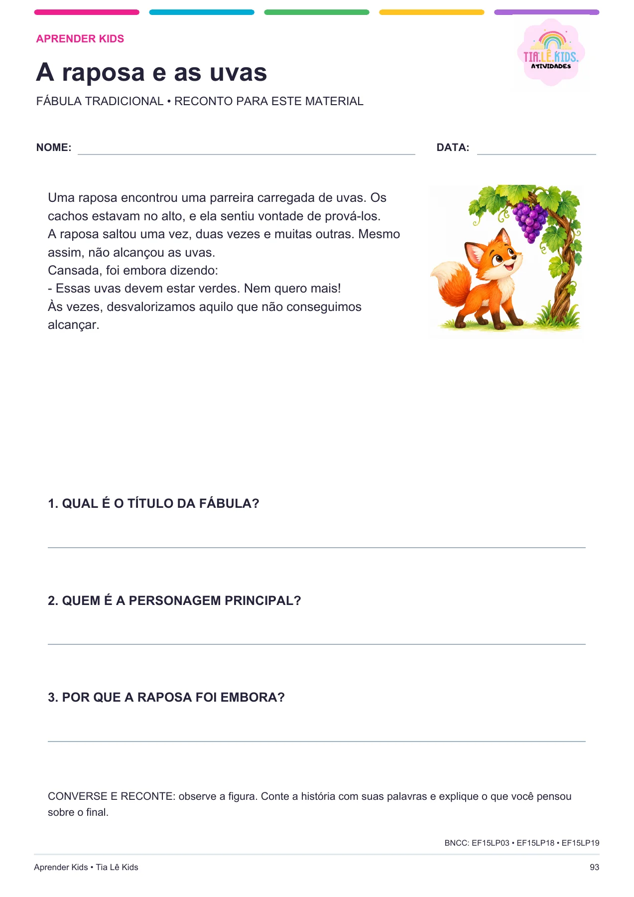 Aprender Kids – 85 Atividades de Alfabetização | PDF com 102 Páginas — amostra 6: Letras, palavras e histórias para descobrir