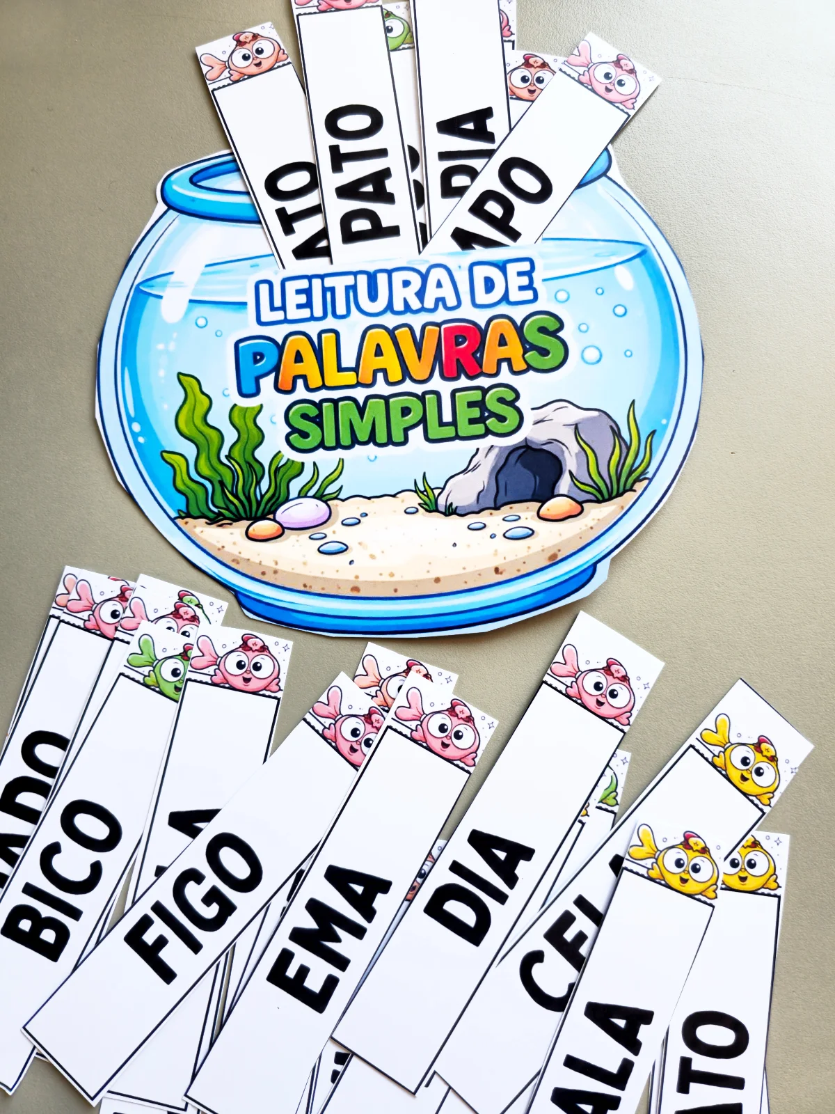 Aquário da Leitura: Fichas de Palavras Simples para Alfabetização — amostra 3: Formato e entrega