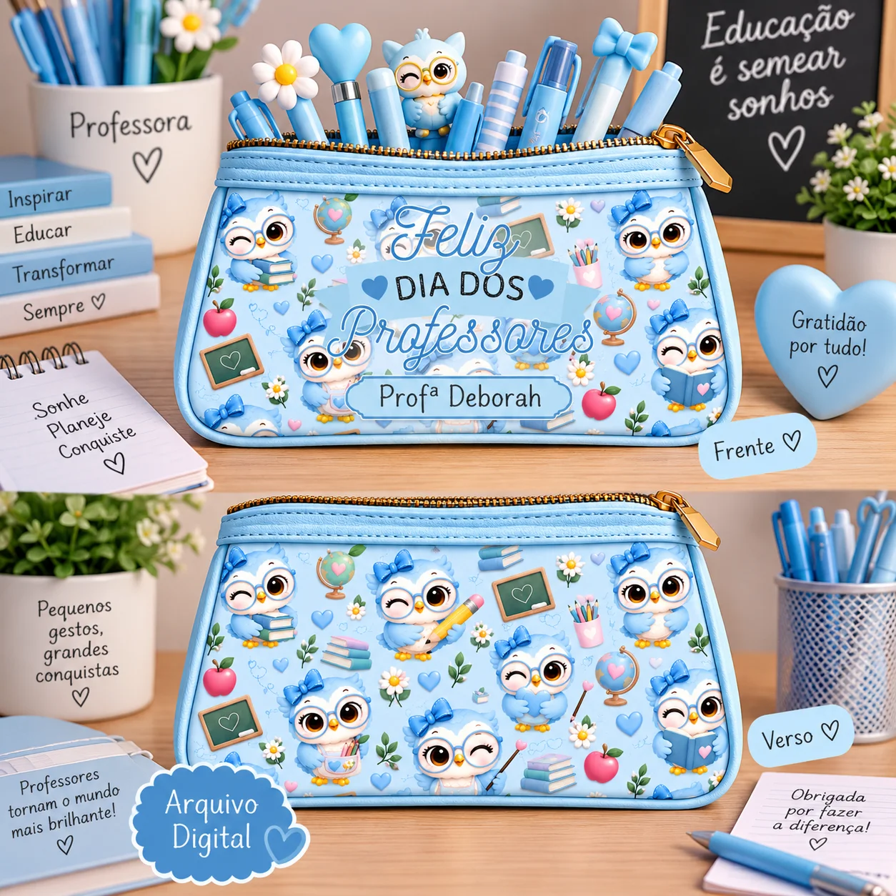 Arquivo Digital Bolsinha Dia dos Professores – Coleção Corujinhas — amostra 2: Arquivo digital para personalização de…