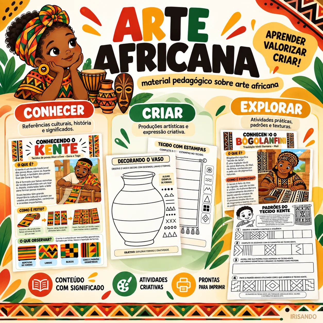 Arte Africana – Padrões, Símbolos e Atividades — amostra 3: Conheça diferentes manifestações da arte africana por meio de…