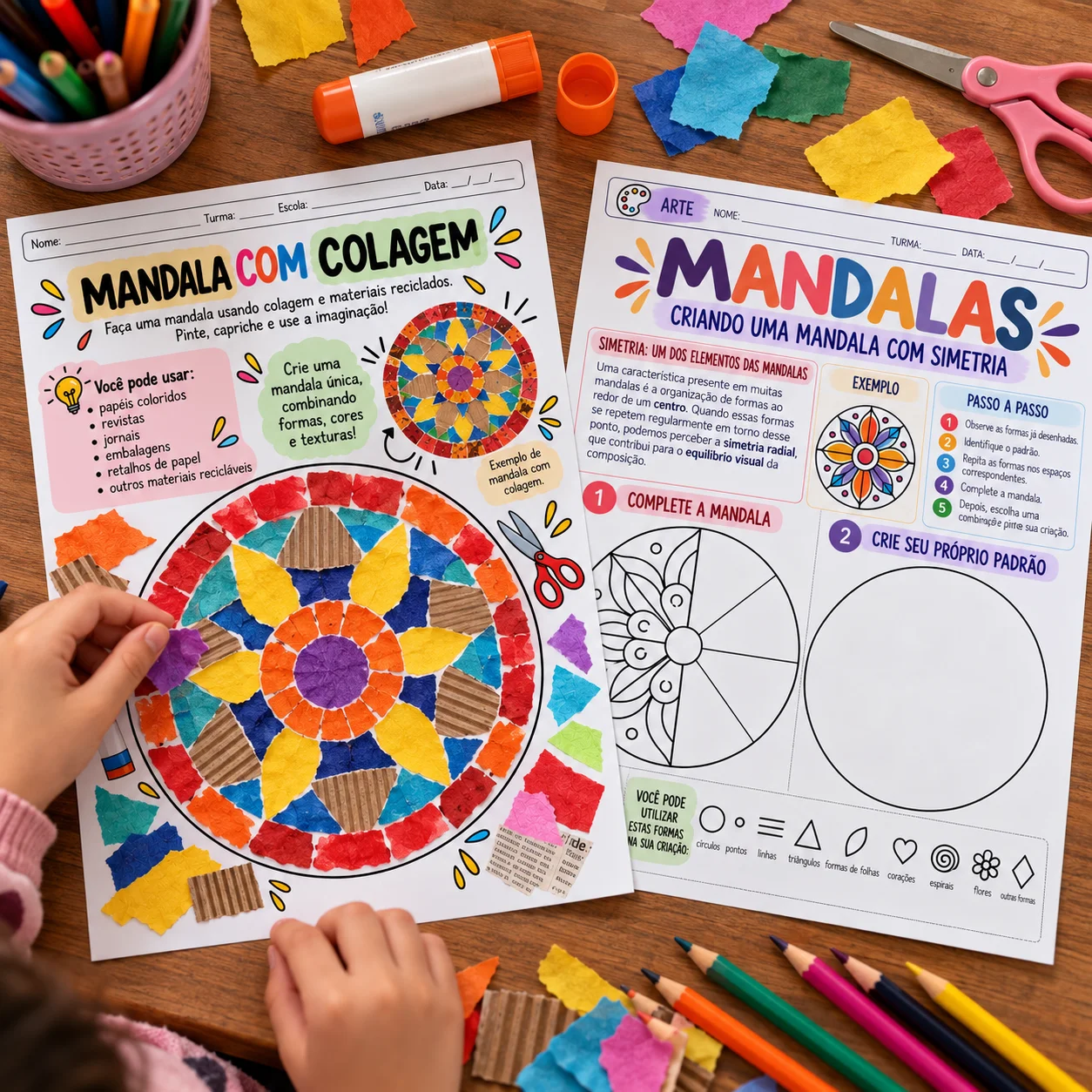 Arte das Mandalas: Atividades e Conteúdos para Artes — amostra 4: Kit de atividades sobre mandalas com conteúdos de arte,…