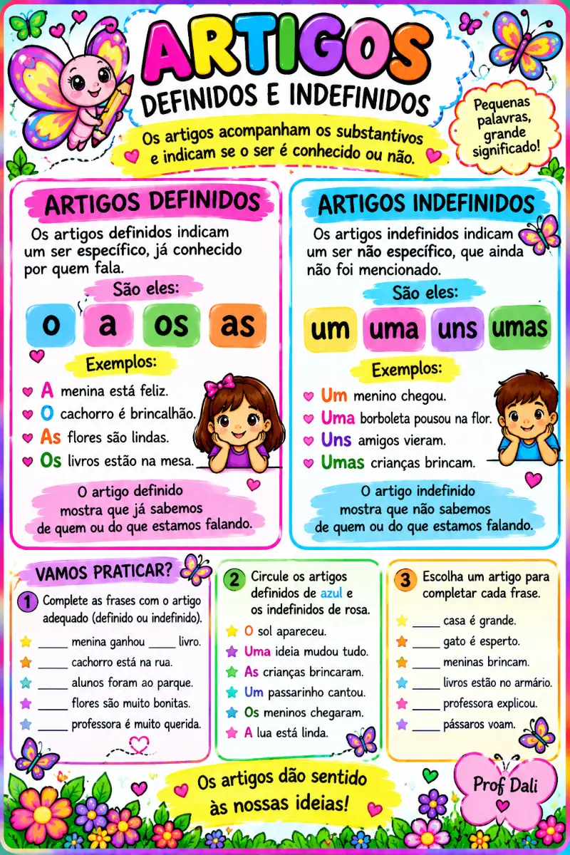 Artigos em português: Aprender artigos é muito divertido — Português para 4º ano: Material em PDF com o título “Aprender…