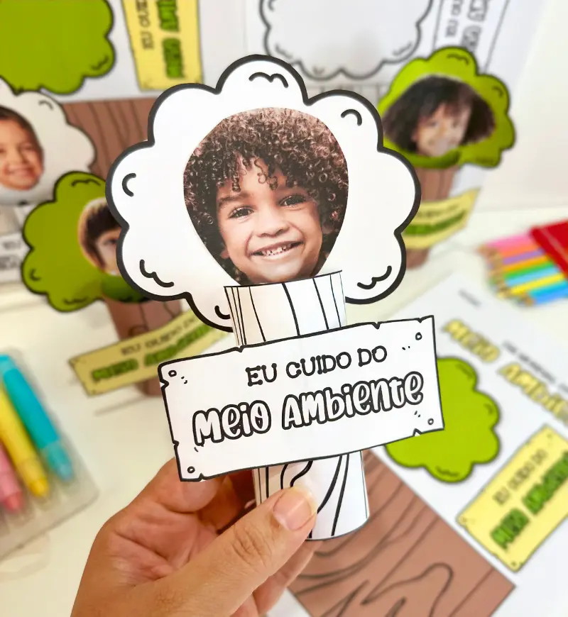 Árvore 3D Meio Ambiente: atividade com foto para Educação Infantil — amostra 1: Árvore 3D para trabalhar o Meio Ambiente