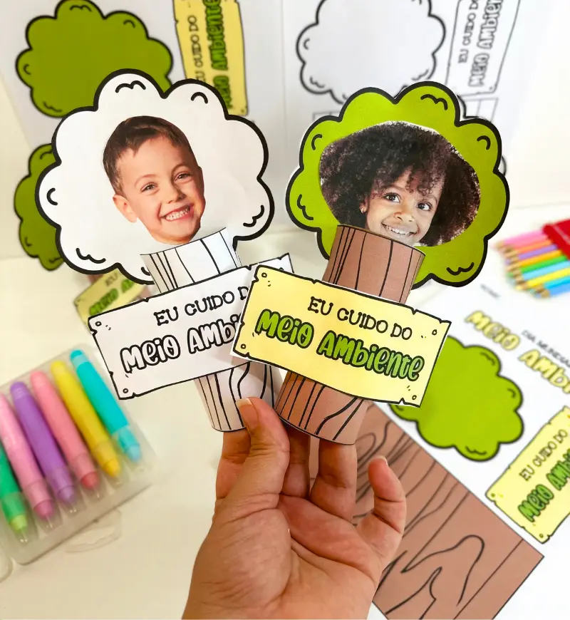 Árvore 3D Meio Ambiente: atividade com foto para Educação Infantil — capa do material