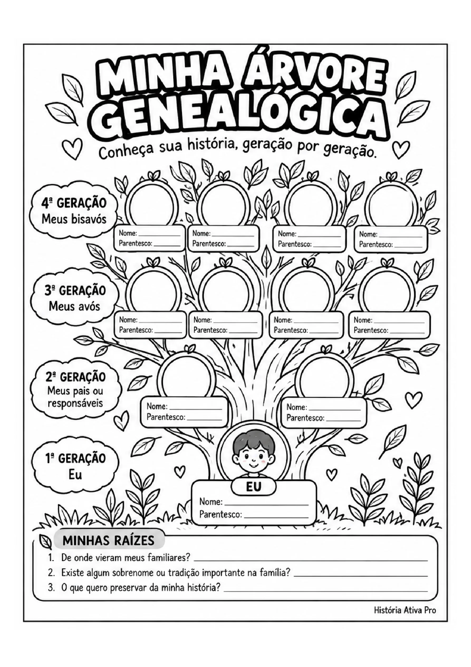 Árvore Genealógica para Imprimir | Atividade de História — História para Educação Infantil: Atividade de árvore genealógica…