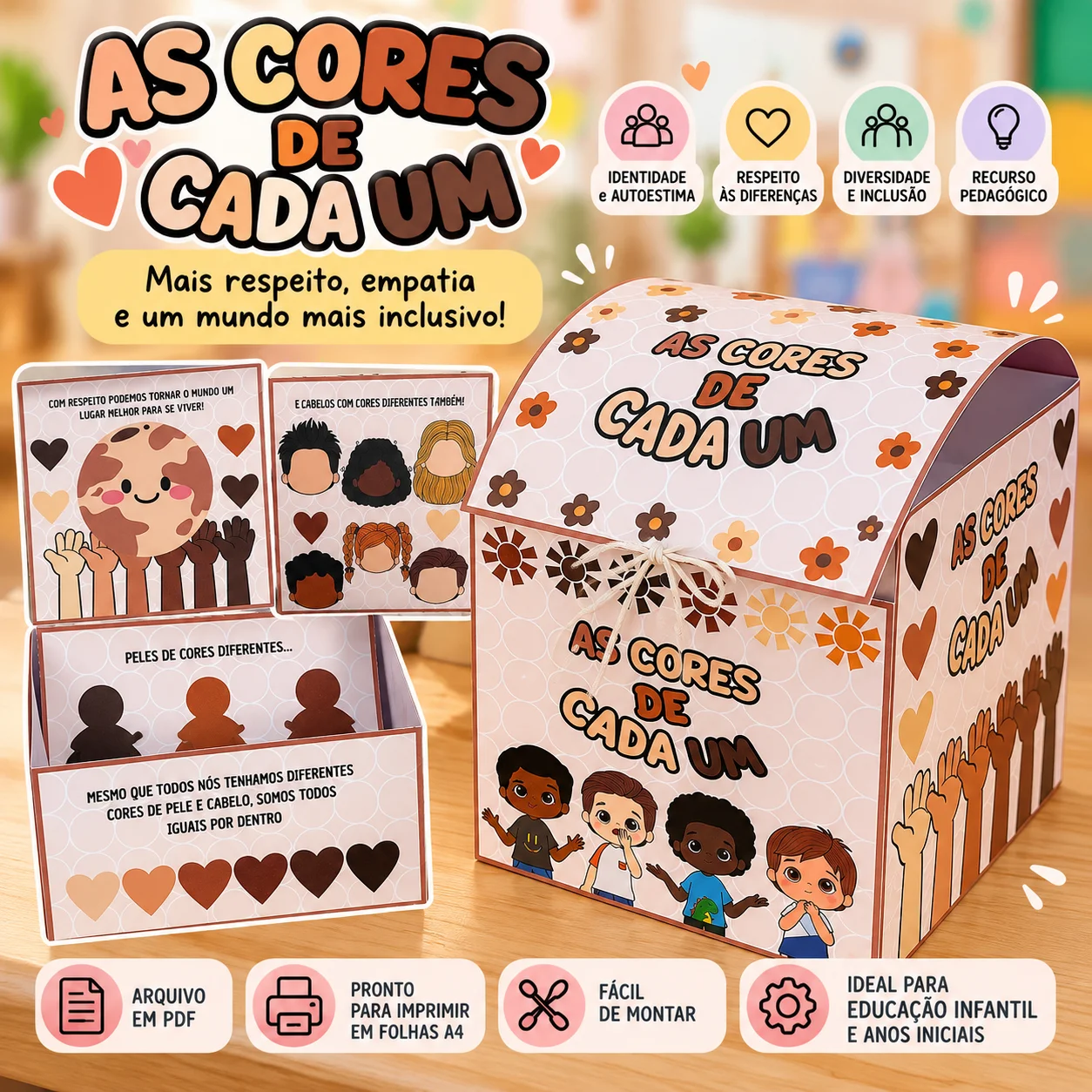 As Cores de Cada Um – Caixa da Diversidade, Inclusão e Identidade — capa do material
