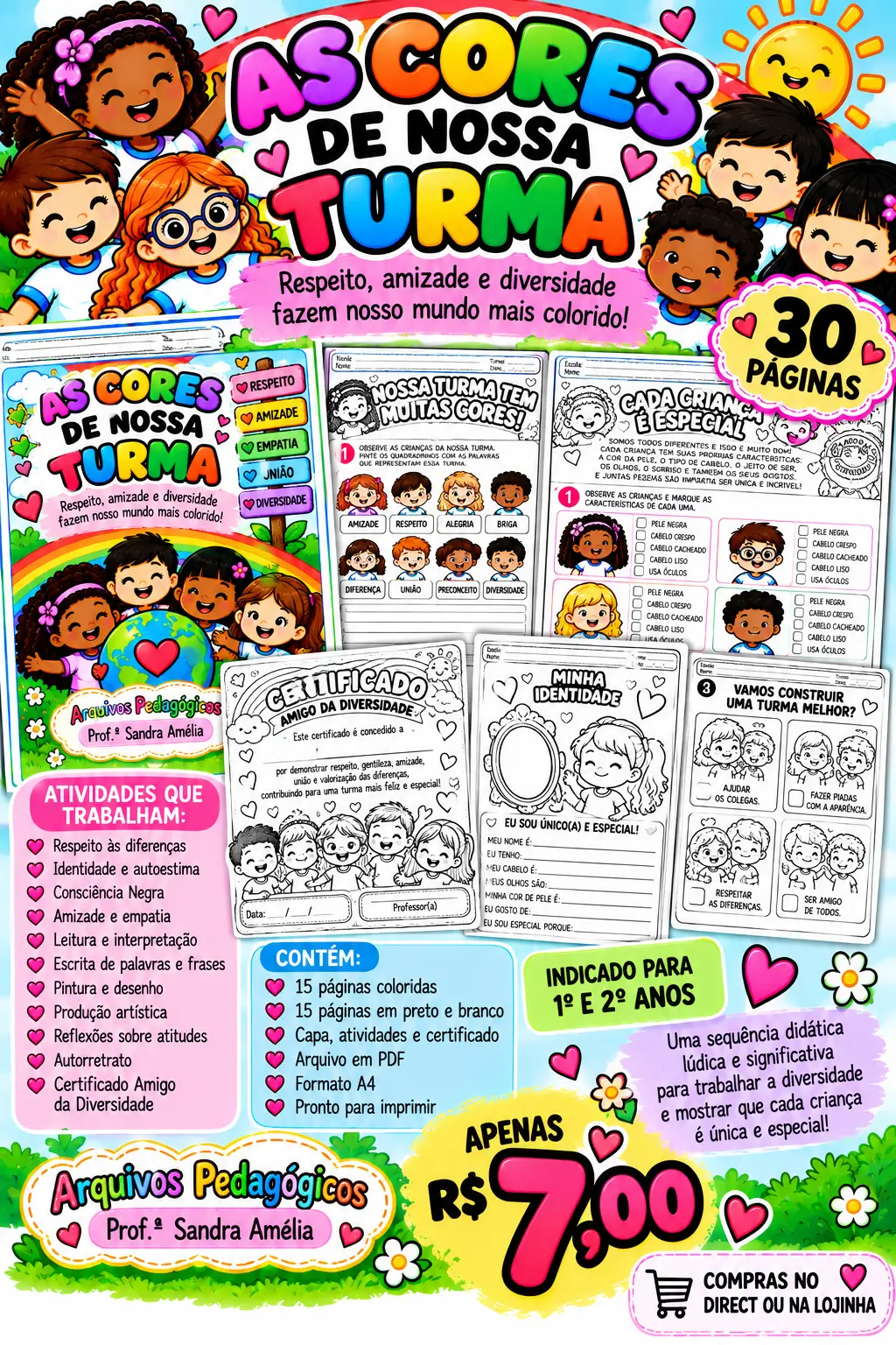 🌈✨ AS CORES DE NOSSA TURMA ✨🌈 💖 SEQUÊNCIA DIDÁTICA — capa do material