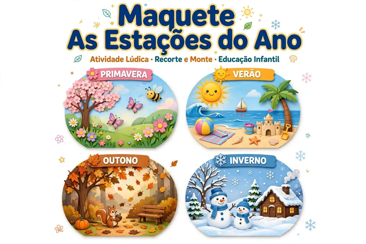 As Estações do Ano - Maquete - Ensino Fundamental — Outros para Todas as séries: Maquetes com modelos circulares para cada…