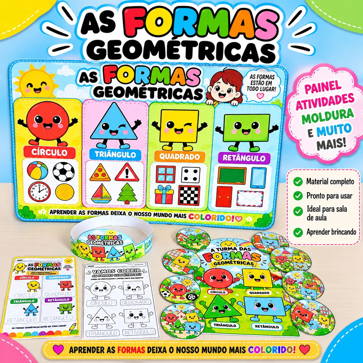 🔷 AS FORMAS GEOMÉTRICAS – KIT INTERATIVO 🔷 — capa do material