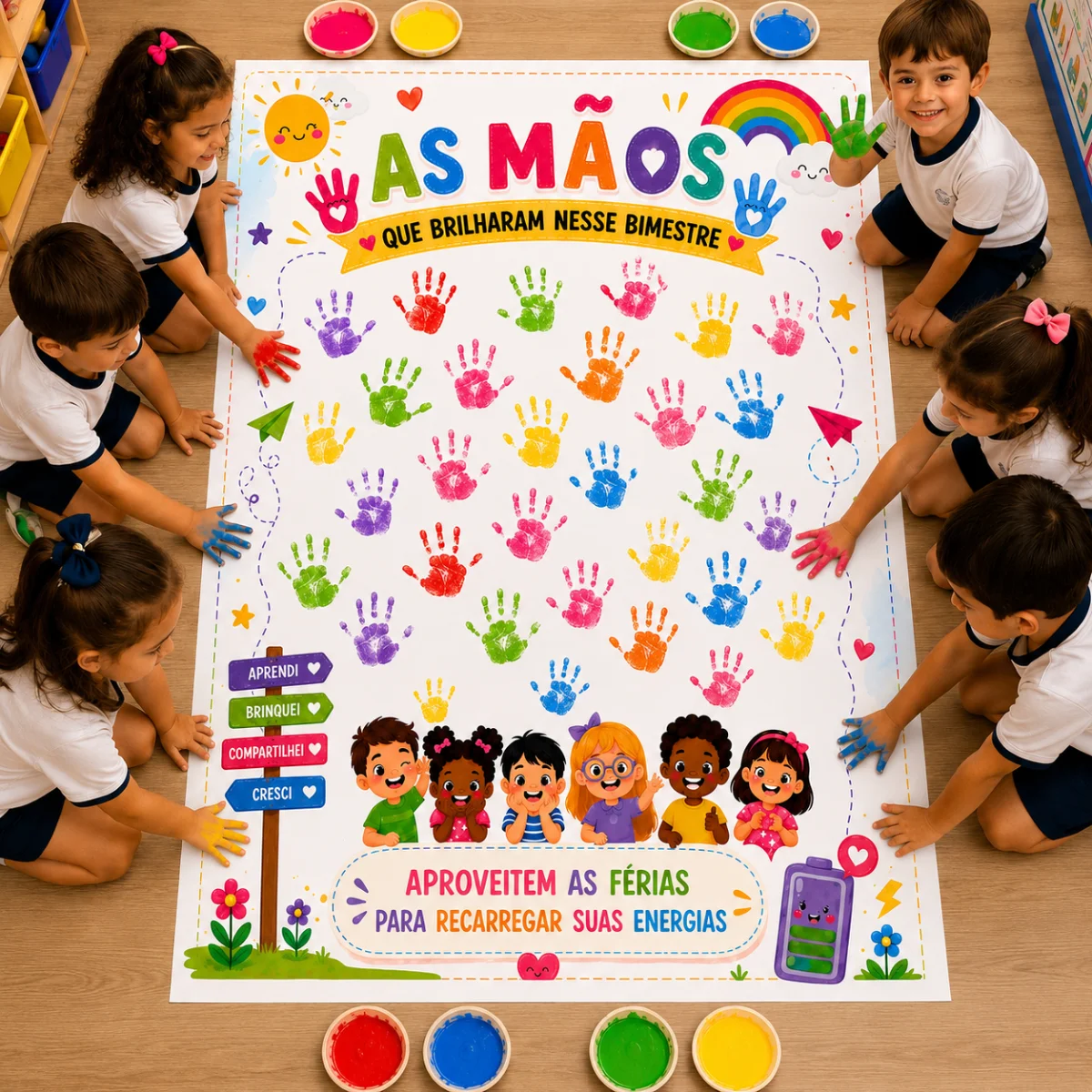 🌈✨ AS MÃOS QUE BRILHARAM NESSE PERÍODO(SEMESTRE,BIMESTRE E TRIMESTRE! ✨🌈 — Atividades para Educação Infantil: Um cartaz…