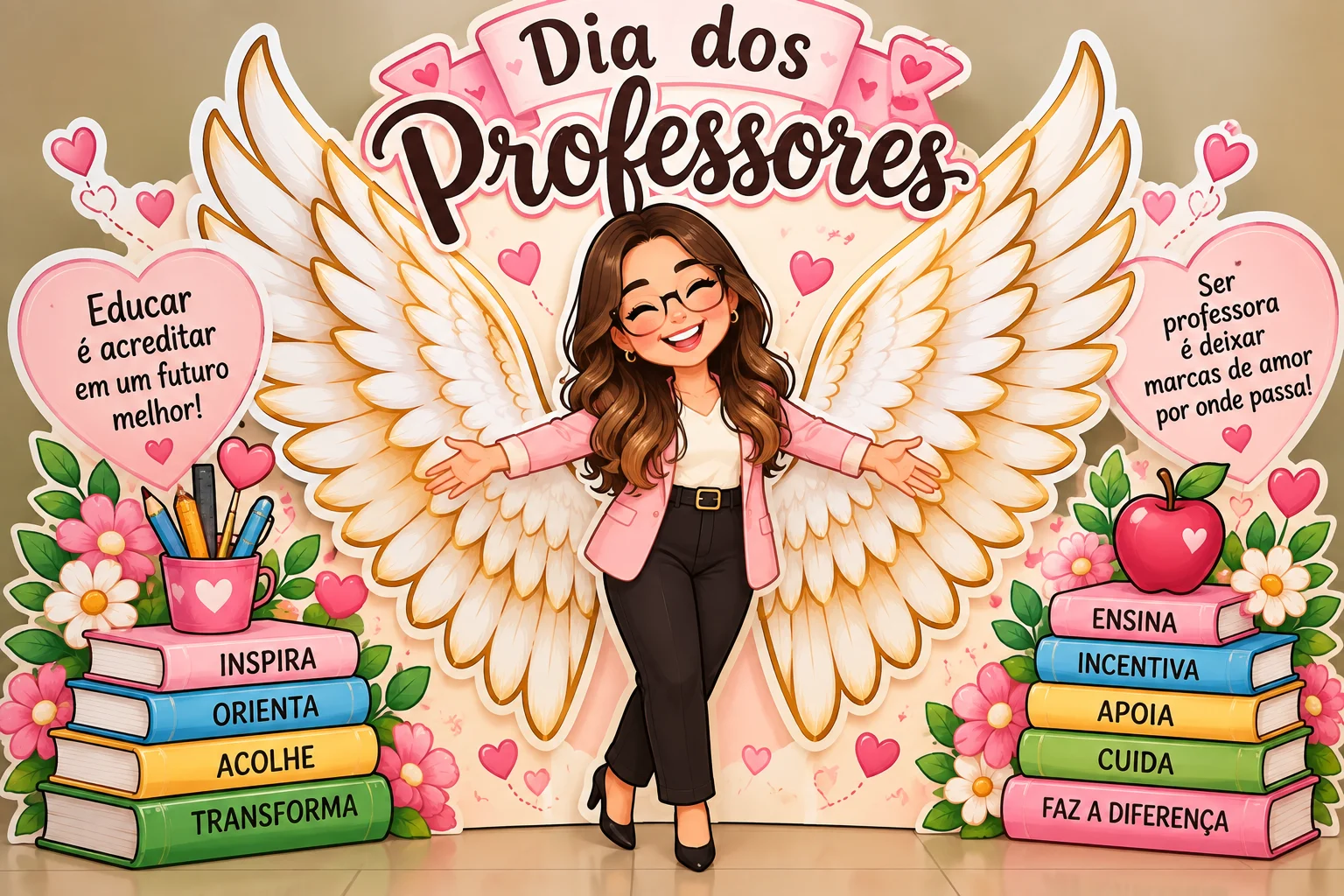 Asas De Anjo Painel dia Dos Professores Educação Infantil PDF — amostra 3: Painel Dia dos Professores com lindas asas de…