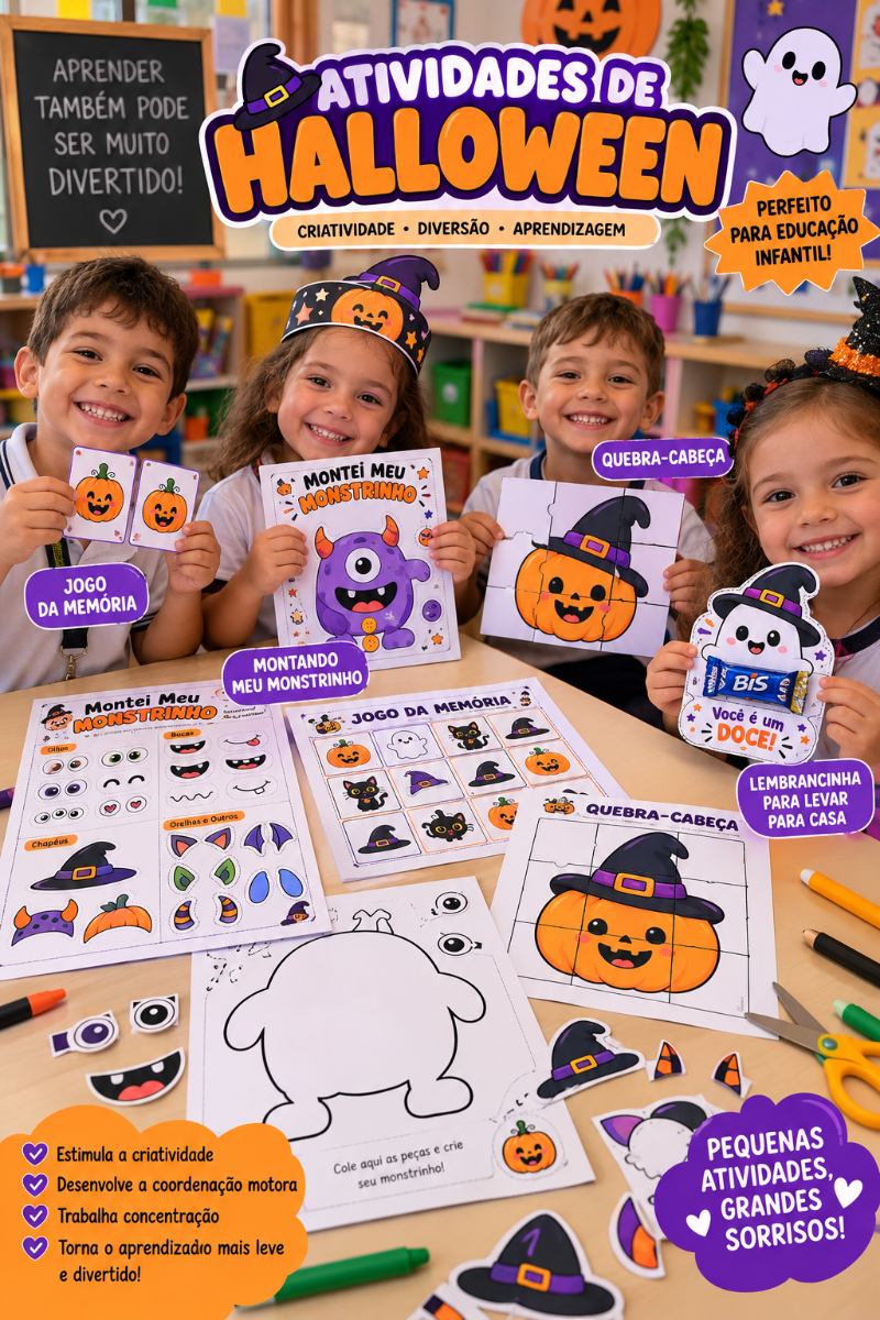 atividade 1º ano Missão Abóbora – Livro de Atividades de Halloween — amostra 1: Um livrinho lúdico, divertido e educativo…