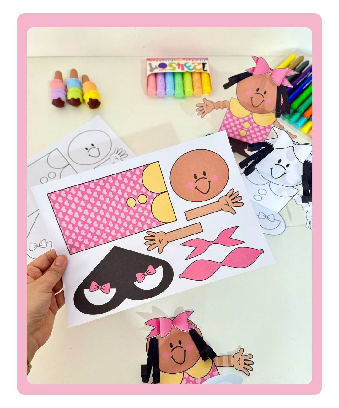 Atividade 3D de Menina Bonita do Laço de Fita para imprimir — amostra 1: Da impressão à atividade com a turma