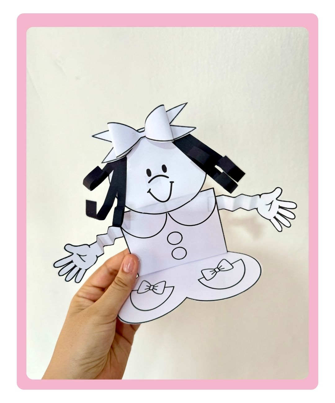 Atividade 3D de Menina Bonita do Laço de Fita para imprimir — amostra 3: O que está disponível no PDF