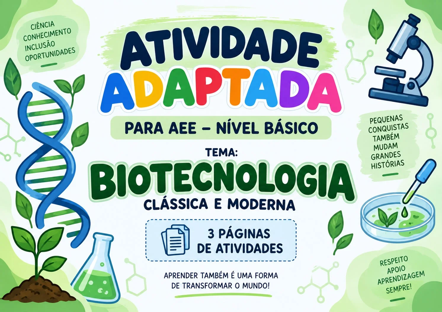 Atividade adaptada de Biotecnologia- AEE nível básico — capa do material