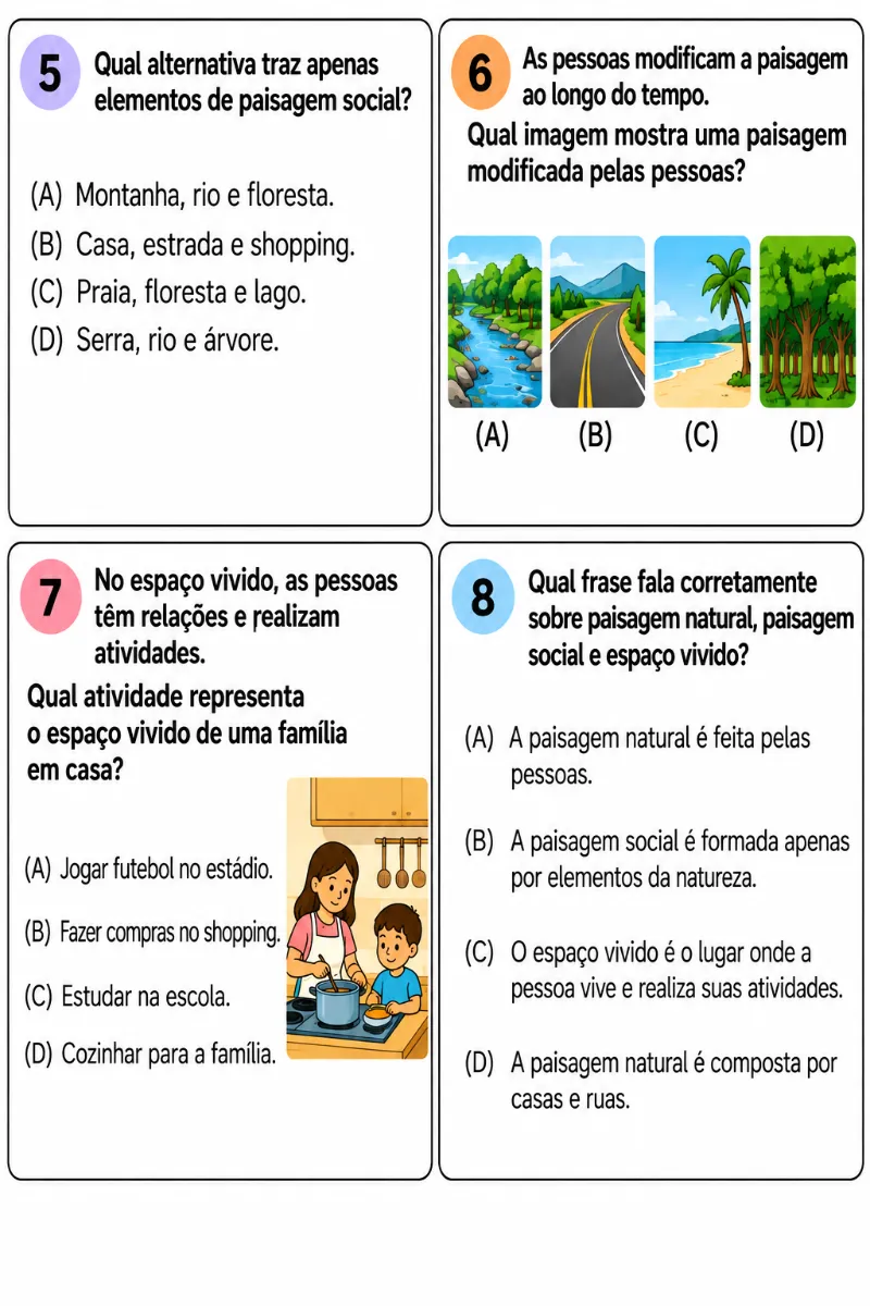 ATIVIDADE ADAPTADA DE GEOGRAFIA: PAISAGEM E ESPAÇO VIVIDO — amostra 7: Atividades adaptadas de Geografia sobre os…