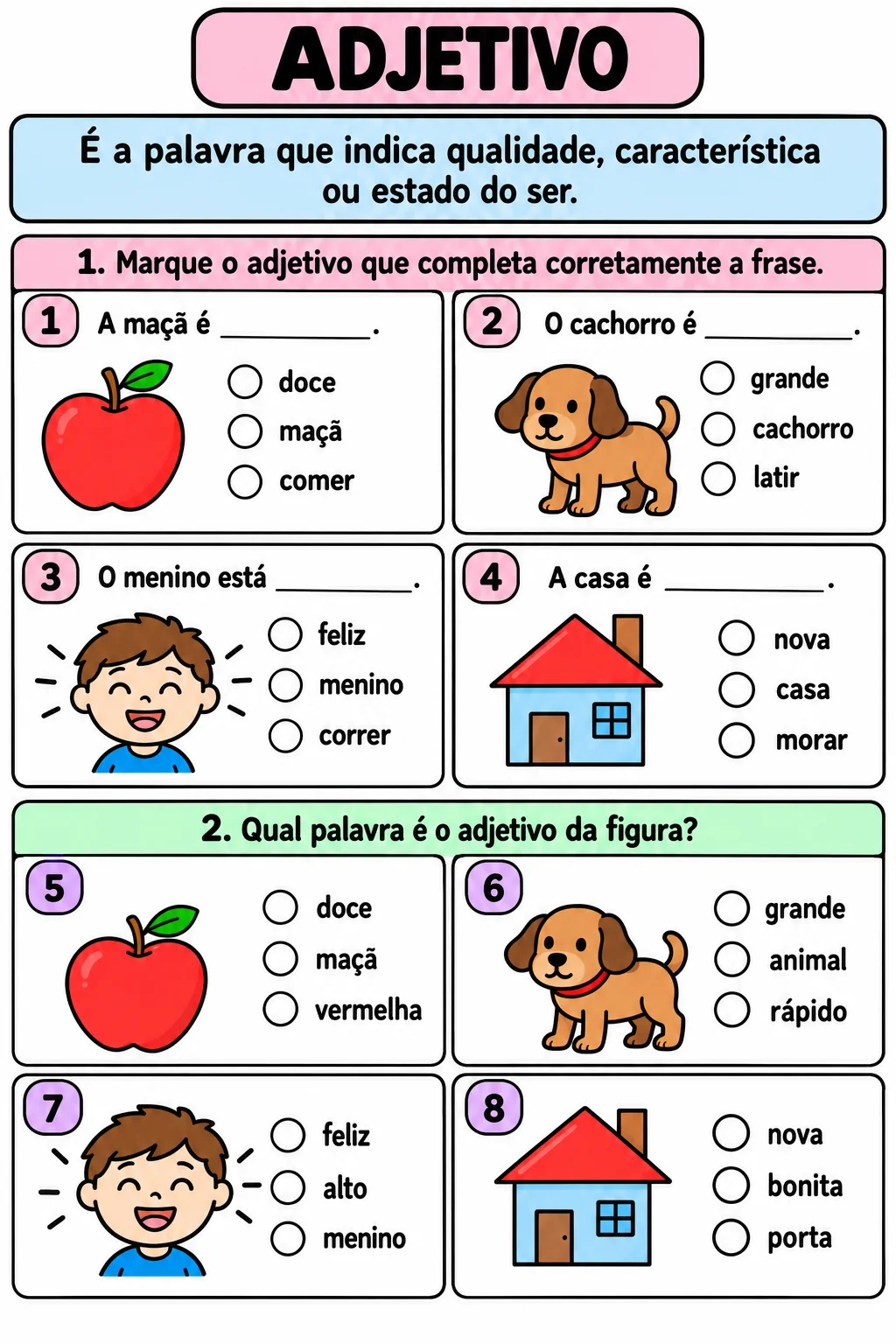 ATIVIDADE ADAPTADA DE PORTUGUÊS PARA 6° ANO - GRAMÁTICA — amostra 6: Atividades adaptadas de Gramática para trabalhar…