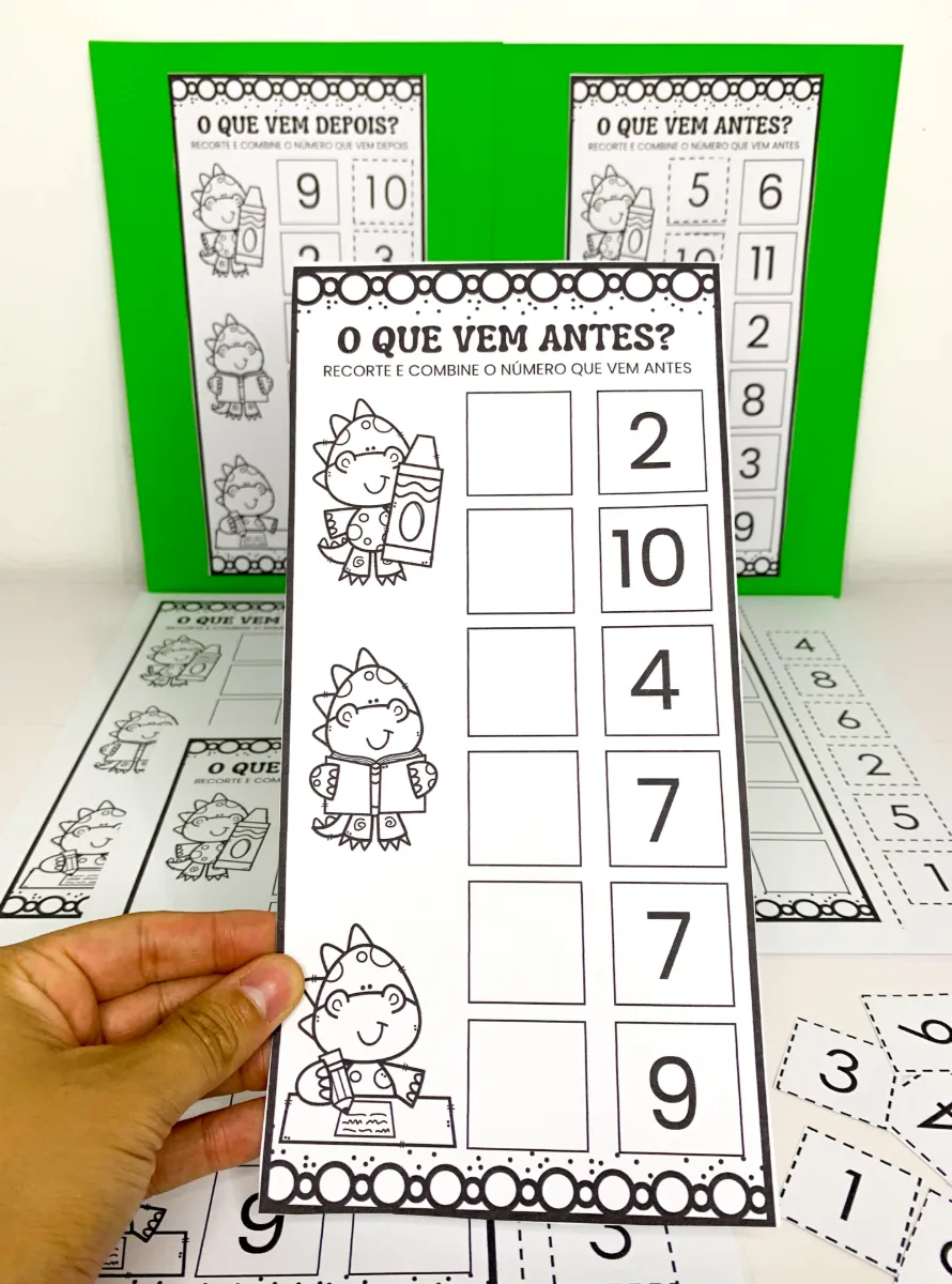 Atividade Antes e Depois com Dinossauros – Sequência Numérica para Educação Infantil — amostra 1: Aprender a sequência dos…