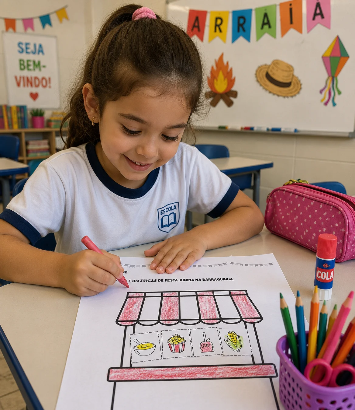 Atividade barraca festa junina — Datas comemorativas para Educação Infantil: 🌽✨ *Atividade Barraca das Comidas Típicas da…
