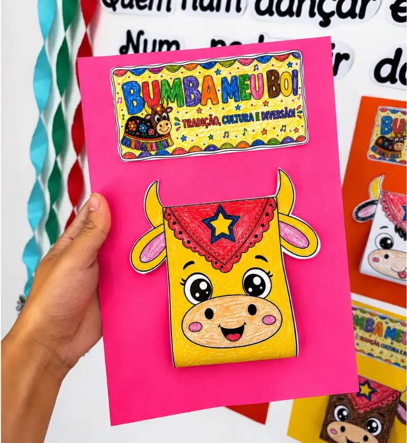 Atividade Bumba Meu Boi 3D em PDF para Imprimir — amostra 2: O que vem no material