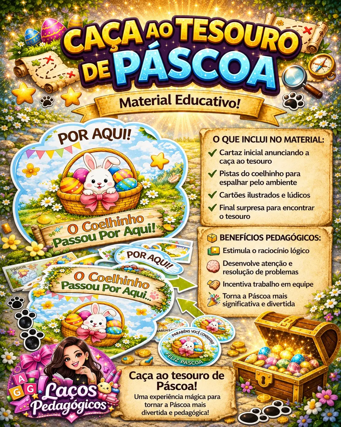 Atividade Caça ao Tesouro de Páscoa Infantil — capa do material