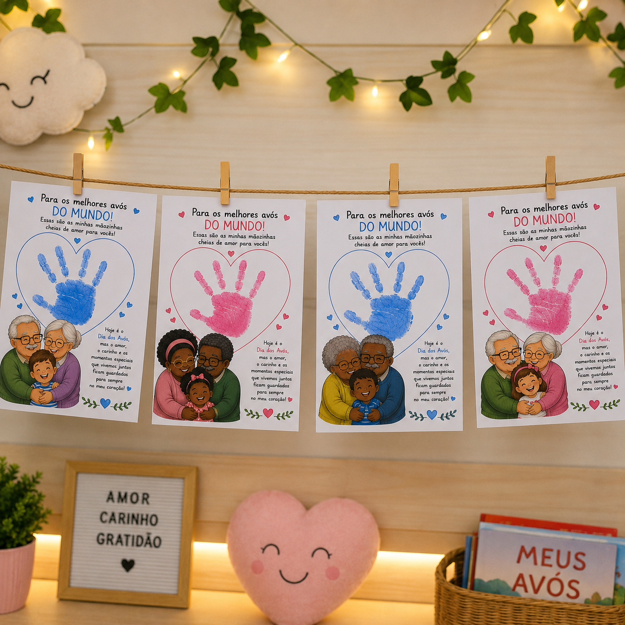 Atividade carimbo das mãozinhas - dia dos avós | Educação Infantil e Anos Iniciais — amostra 1: O que vem no material