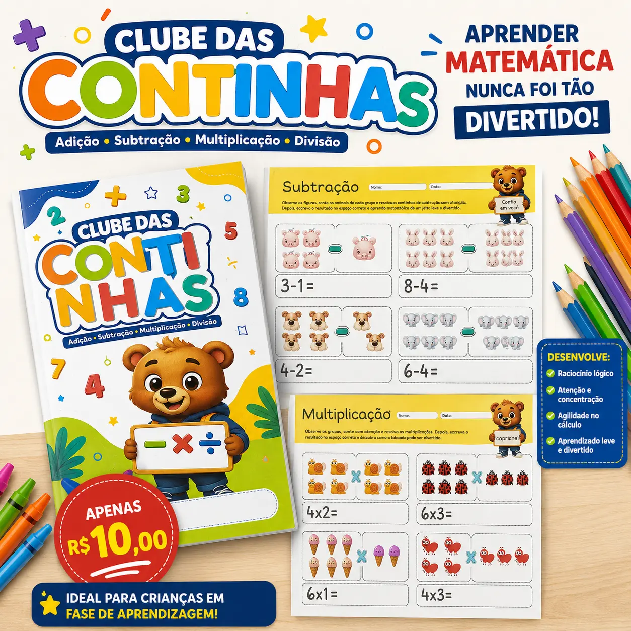 ATIVIDADE CLUBE DAS CONTINHAS - ALFABETIZAÇÃO MATEMÁTICA — Alfabetização para 1º ano: Um material lúdico para crianças do…
