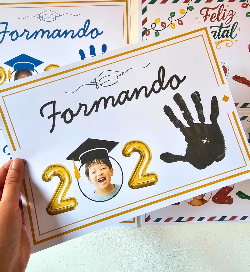 Atividade com Carimbo de Mão 2025: Natal e Formatura — amostra 2: O que vem no material