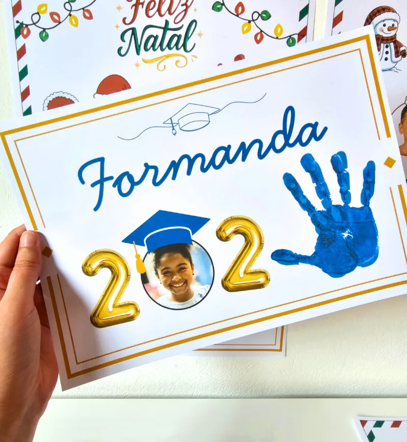 Atividade com Carimbo de Mão 2025: Natal e Formatura — amostra 3: Como usar em sala de aula