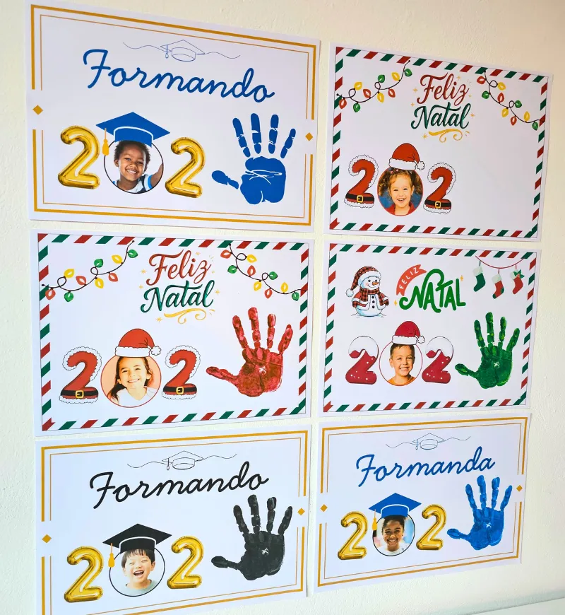 Atividade com Carimbo de Mão 2025: Natal e Formatura — amostra 5: Celebre o encerramento de um ciclo na Educação Infantil…