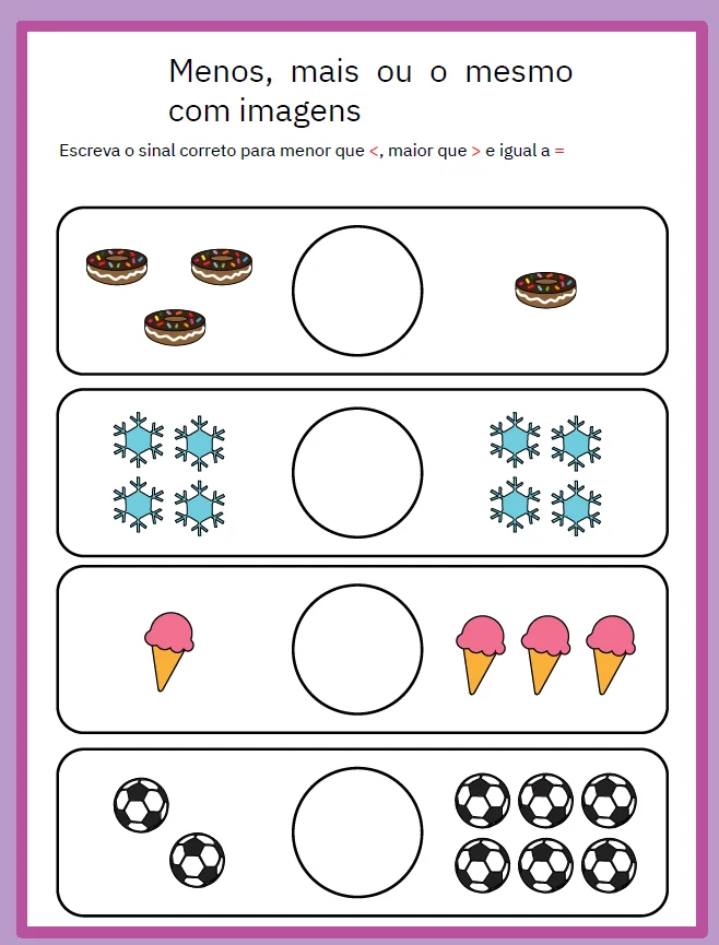ATIVIDADE COMPARANDO NÚMEROS E QUANTIDADE - ENSINO FUNDAMENTAL — amostra 7: Que tal trabalhar conceitos matemáticos… ATIVIDADE COMPARANDO NÚMEROS E QUANTIDADE - ENSINO FUNDAMENTAL — amostra 7: Que tal trabalhar conceitos matemáticos…