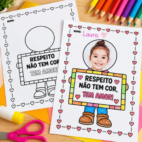 Atividade Consciência Negra com Foto – Respeito e Amor — amostra 2: Atividade Consciência Negra com foto da criança,…