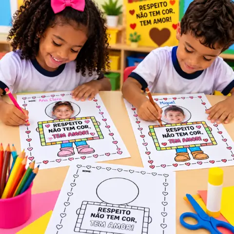 Atividade Consciência Negra com Foto – Respeito e Amor — amostra 3: Atividade Consciência Negra com foto da criança,…