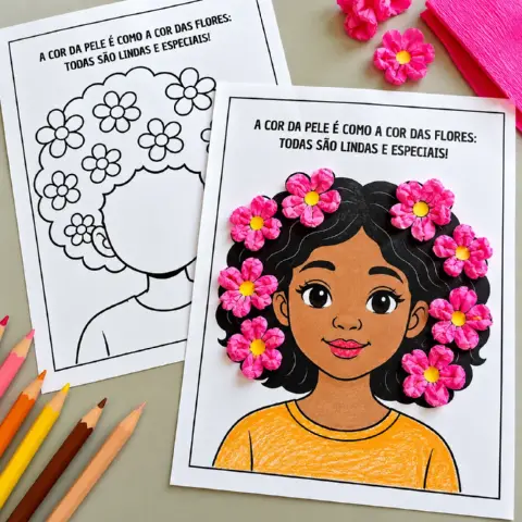 Atividade Consciência Negra: Flores no Cabelo para Colorir — amostra 2: Atividade Consciência Negra com 2 desenhos para… Atividade Consciência Negra: Flores no Cabelo para Colorir — amostra 2: Atividade Consciência Negra com 2 desenhos para…