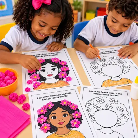 Atividade Consciência Negra: Flores no Cabelo para Colorir — amostra 3: Atividade Consciência Negra com 2 desenhos para… Atividade Consciência Negra: Flores no Cabelo para Colorir — amostra 3: Atividade Consciência Negra com 2 desenhos para…