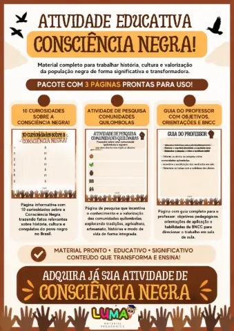 Atividade Consciência Negra - pesquisa e curiosidades — amostra 2: O que vem no material