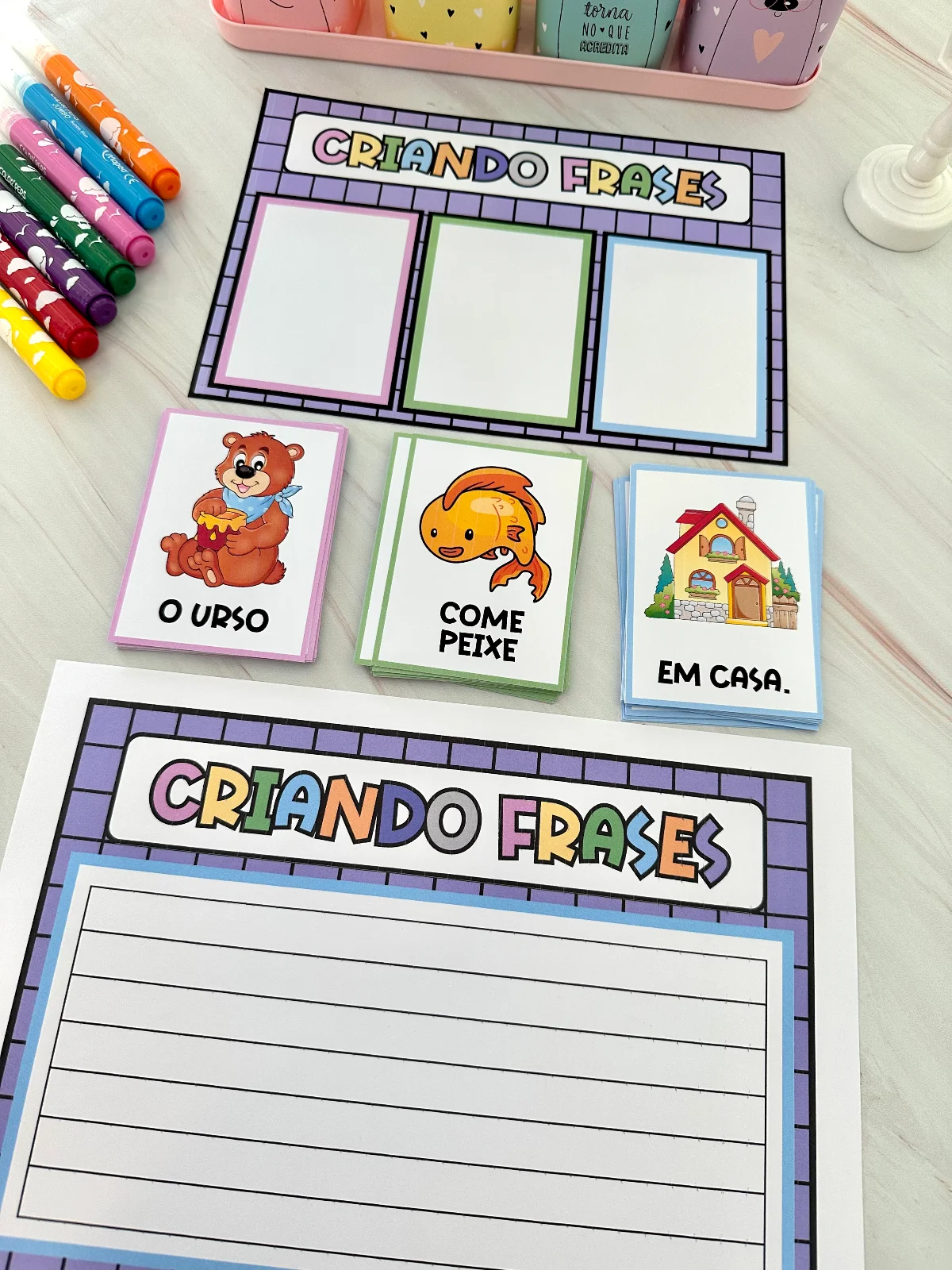 Atividade Criando Frases – PDF para Imprimir — amostra 7: Material excelente para estimular a fala e a compreensão da…