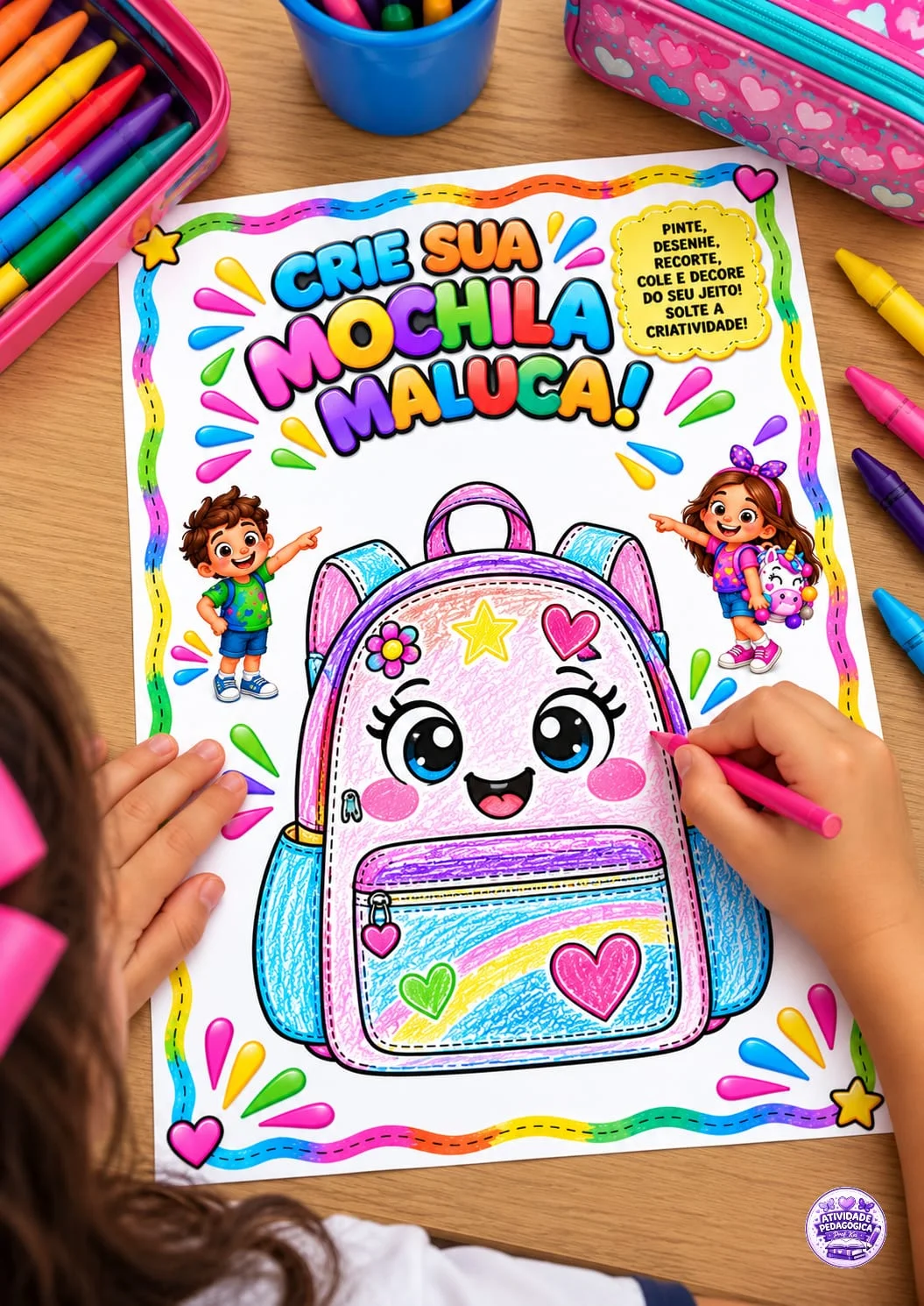 🎒🌈 ATIVIDADE – CRIE SUA MOCHILA MALUCA! 🤪✨ — Datas comemorativas para Educação Infantil: ✨ Ideal para: 🎒 Dia da Mochila…