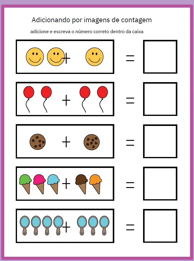 ATIVIDADE DE ADIÇÃO 01- ENSINO FUNDAMENTAL - COM 16 PÁGINAS — amostra 1: Com as Atividades de Adição por Imagens e Contagem…