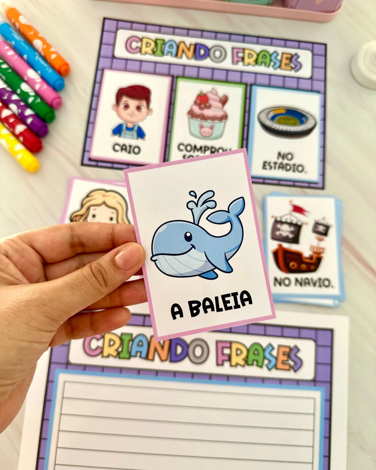 ATIVIDADE DE ALFABETIZAÇÃO CRIANDO FRASES — amostra 1: Material Criando Frases para trabalhar o conteúdo com crianças da…