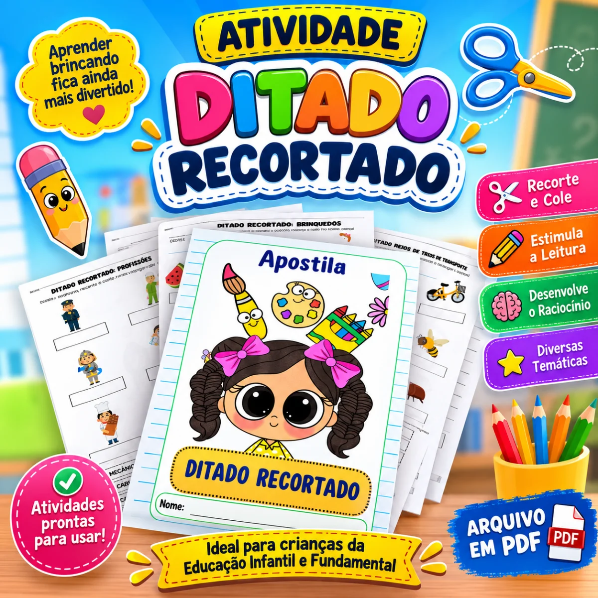 ATIVIDADE DE ALFABETIZAÇÃO DITADO RECORTADO — capa do material
