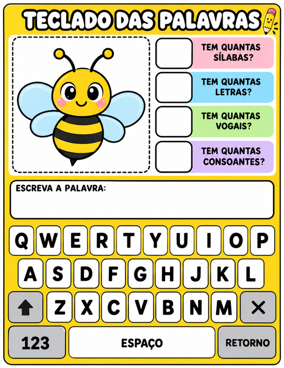 📚 Atividade de Alfabetização Infantil | Consciência Fonológica e Formação de Palavras — amostra 3: Uma atividade lúdica,…