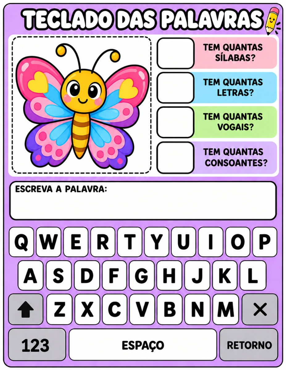 📚 Atividade de Alfabetização Infantil | Consciência Fonológica e Formação de Palavras — amostra 4: Uma atividade lúdica,…